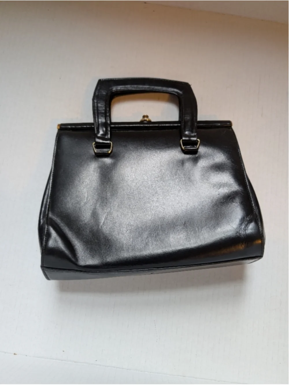 Vintage black leather top-handle handbag MCM in VGUC